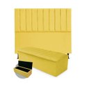 Ver imagem 1 de Kit Cabeceira + Calçadeira Baú Cancun King Size 195cm Suede - Renascer Decor:Amarelo