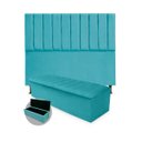 Ver imagem 1 de Kit Cabeceira + Calçadeira Baú Cancun Solteiro 120cm Suede - Renascer Decor:Azul Turquesa