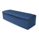 Ver imagem 3 de Kit Cabeceira + Calçadeira Baú Cancun Solteiro 120cm Suede - Renascer Decor:Azul Marinho