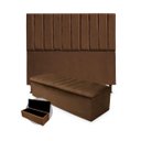 Ver imagem 1 de Kit Cabeceira + Calçadeira Baú Cancun Solteiro 100cm Suede - Renascer Decor:Marrom