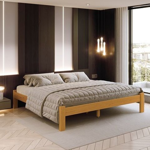 Cama Turca King Size de Madeira Maciça Reforçada Mel