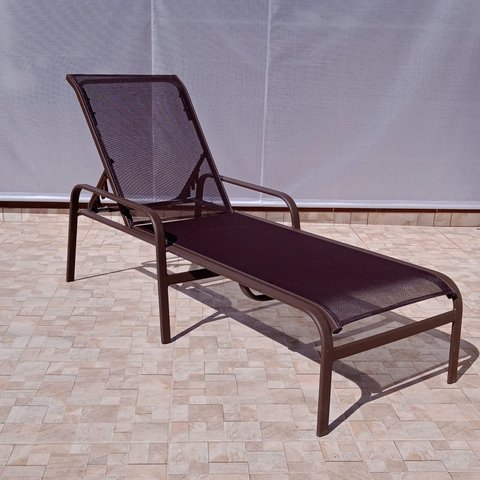 Espreguiçadeira para Piscina | Área Externa | Varanda - Espreguiçadeira Maresias | Alumínio Marrom C