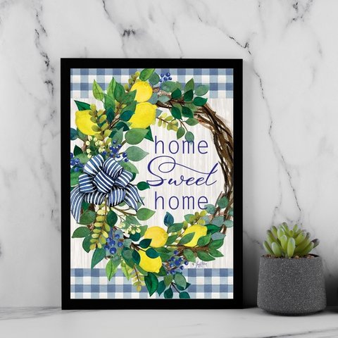 Quadro Decorativo Cozinha - Home Sweet Home 24x18cm - com Vidro:moldura Preta