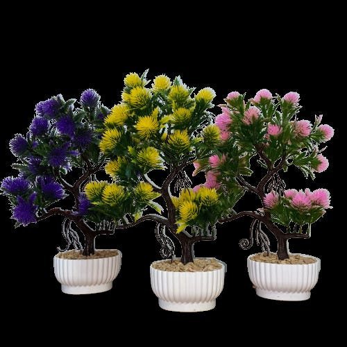 Bonsai Artificial Etéreo Vega Rosa no Vaso Branco - 6