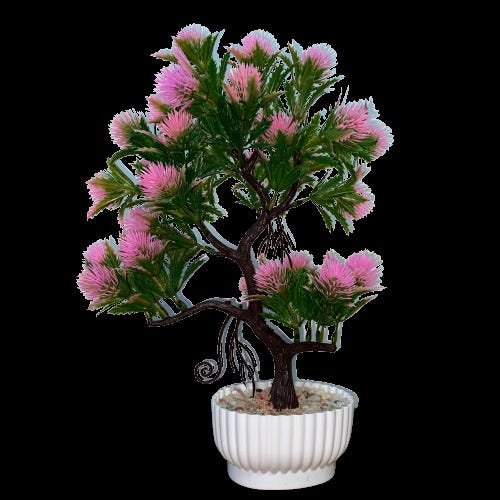 Bonsai Artificial Etéreo Vega Rosa no Vaso Branco - 2