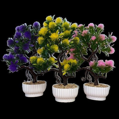 Bonsai Artificial Etéreo Vega Rosa no Vaso Branco - 5