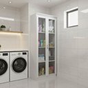 Ver imagem 1 de Armário Multiuso 60x160,5cm 2 Portas de Vidro 4 Nichos Branco Am3111 Branco