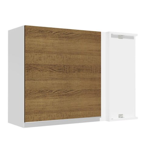 Armário de Cozinha Aéreo de Canto 1 Porta Branco/Rustic Glamy Madesa