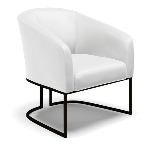 Poltrona Stella Corino Branco Base Industrial Preto - D’Rossi