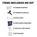 Ver imagem 2 de Tanque de Plástico 22l para Lavanderia Branco + Sifão Copo Universal Sanfonado + Fita Veda Rosca + T