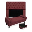Ver imagem 1 de Kit Cabeceira Mirage + Calçadeira Baú Felix King Size 195cm Suede - Renascer Decor - Bordo