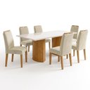 Ver imagem 2 de Conjunto de Mesa de Jantar 6 Lugares com Tampo de Vidro Isla Cinamomo Off White