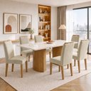 Ver imagem 1 de Conjunto de Mesa de Jantar 6 Lugares com Tampo de Vidro Isla Cinamomo Off White