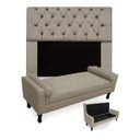 Ver imagem 1 de Kit Cabeceira Mirage + Calçadeira Baú Felix Solteiro 120cm Suede - Renascer Decor - Bege