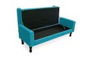 Ver imagem 4 de Kit Cabeceira Mirage + Calçadeira Baú Felix Solteiro 120cm Suede - Renascer Decor - Azul Turquesa