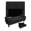 Ver imagem 1 de Kit Cabeceira Mirage + Calçadeira Baú Felix Solteiro 120cm Suede - Renascer Decor - Preto