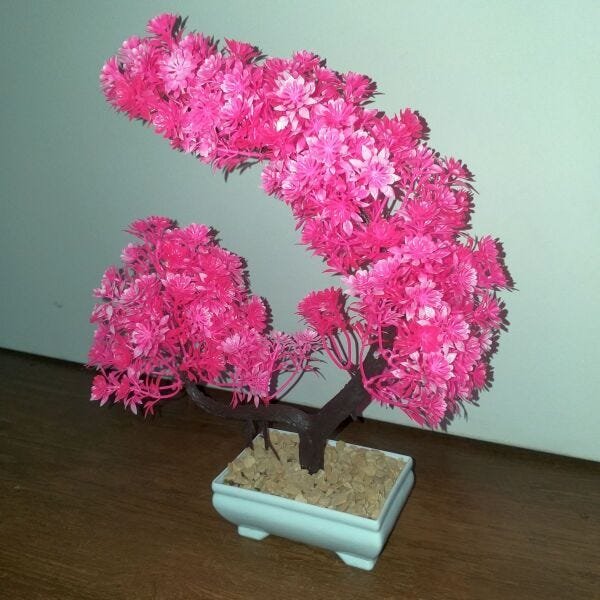 Bonsai Artificial Etéreo Árvore Atlas Pink no Vaso Branco - 2