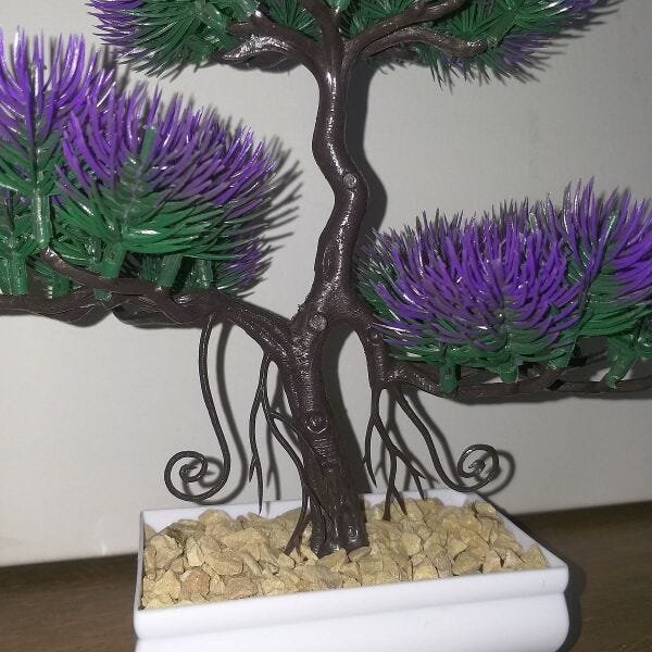 Bonsai Artificial Etéreo Century Pinha Roxo Vaso Branco - 8