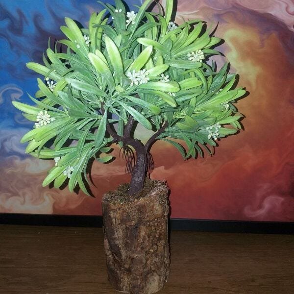 Bonsai Artificial Etéreo Elétron Semente Brancas Tronco Oco - 4