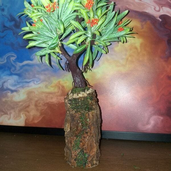 Bonsai Artificial Etéreo Elétron Semente Laranja Tronco Oco - 5