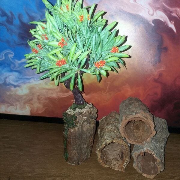 Bonsai Artificial Etéreo Elétron Semente Laranja Tronco Oco - 2