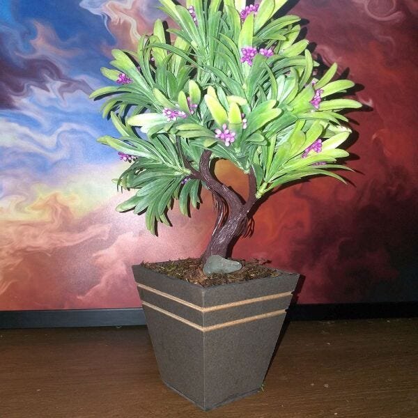 Bonsai Artificial Etéreo Elétron Semente Lilás Cachepot Mar - 3