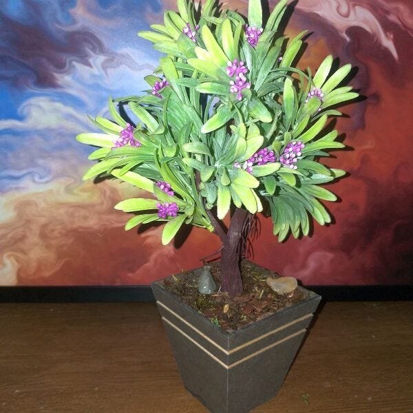 Bonsai Artificial Etéreo Elétron Semente Lilás Cachepot Mar - 2