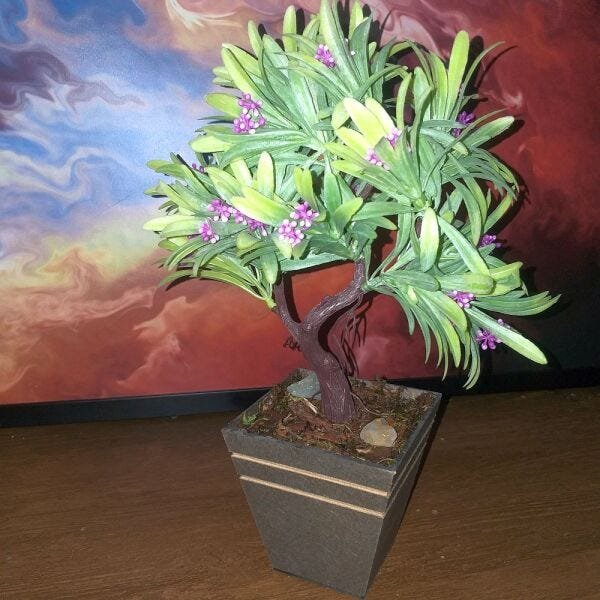 Bonsai Artificial Etéreo Elétron Semente Lilás Cachepot Mar - 5