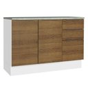 Ver imagem 1 de Balcão de Pia Cozinha 2 Portas e 3 Gavetas (com Tampo) Branco/rustic Stella Madesa Branco/rustic