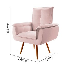 Kit Poltrona + Puff Joy Decorativa para Sala Rosa Star Confort - 3