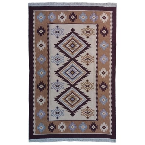 Tapete Sala Kilin Gashgai 240x300 Dupla Face Tribal 2 Bege