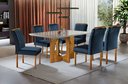 Ver imagem 1 de Conjunto Sala de Jantar 6 Lugares Mesa Barcelona e 6 Cadeiras Juliana Azul