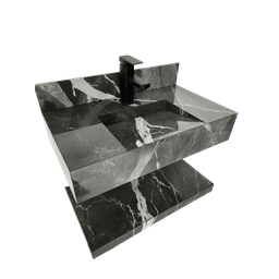 Lavatório C/prateleira Black Porcelanato 62x35 - Glamour Cortes - 3