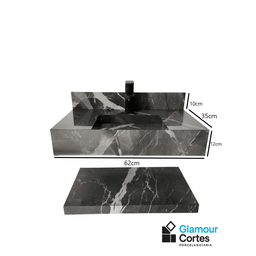 Lavatório C/prateleira Black Porcelanato 62x35 - Glamour Cortes - 4