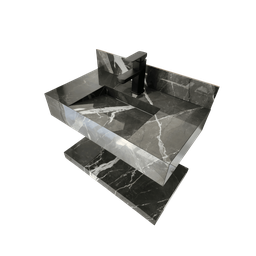 Lavatório C/prateleira Black Porcelanato 62x35 - Glamour Cortes - 1