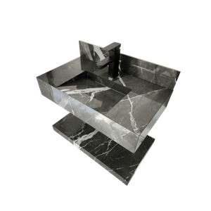 Lavatório C/prateleira Black Porcelanato 62x35 - Glamour Cortes