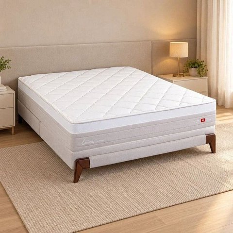Colchão Queen Molas Ensacadas Pillow Top Tecido Aloe Vera Herval Essenza 158x198x29 Yescasa Bege