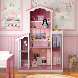 Casa de Menina com 8 Cômodos Salónica Branco Rosa - 4