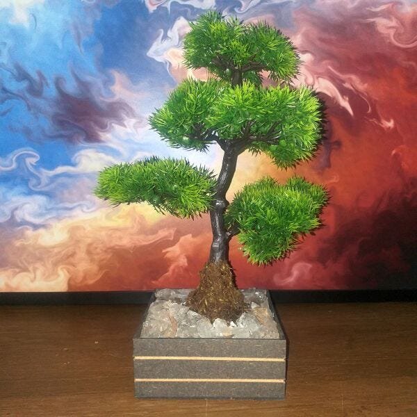 Bonsai Artificial Etéreo Pinheiro de Cristal Cachepot Marrom - 1