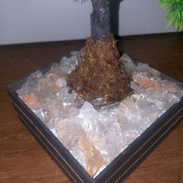 Bonsai Artificial Etéreo Pinheiro de Cristal Cachepot Marrom - 11