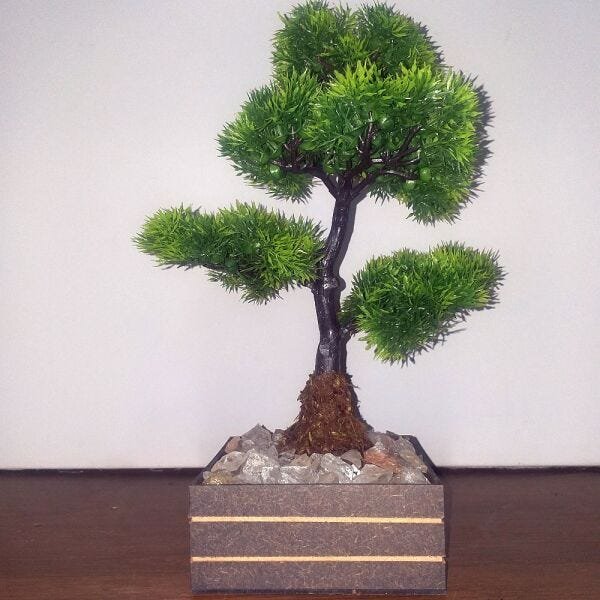 Bonsai Artificial Etéreo Pinheiro de Cristal Cachepot Marrom - 8