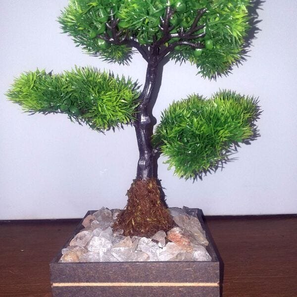 Bonsai Artificial Etéreo Pinheiro de Cristal Cachepot Marrom - 5