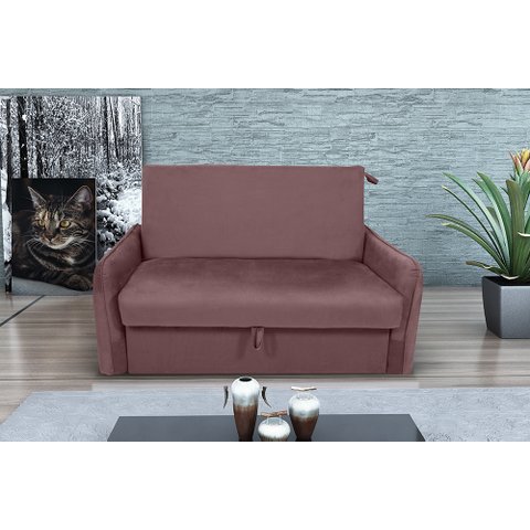 Poltrona Cama Zoe Confortável + Baú para Sala de Espera - Veludo:rosê