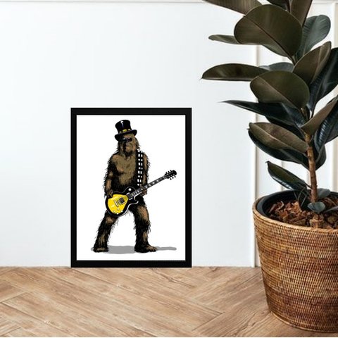 Quadro Chewbacca Rock 45x34cm:madeira Branca