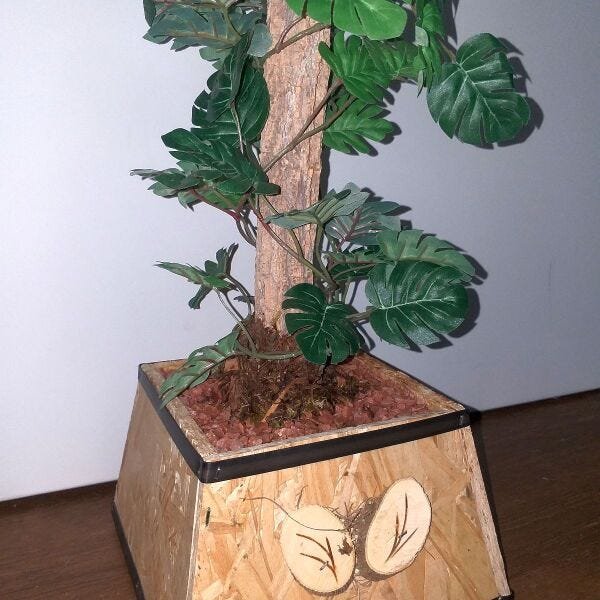 Bonsai Artificial Etéreo Monstera Tronco Natural Vaso Virado - 3