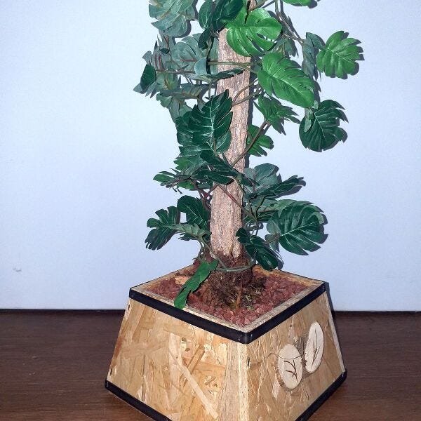 Bonsai Artificial Etéreo Monstera Tronco Natural Vaso Virado - 7