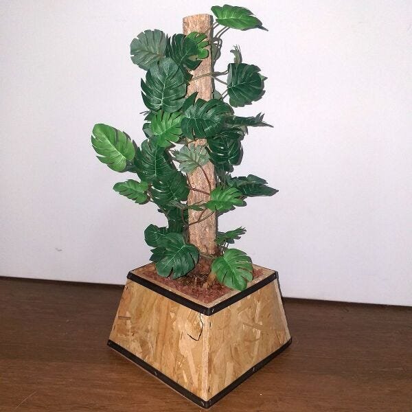 Bonsai Artificial Etéreo Monstera Tronco Natural Vaso Virado - 6