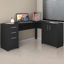 Ver imagem 1 de Mesa para Escritório 2 Portas 3 Gavetas Mirage Preto Tx - Pnr Móveis