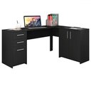 Ver imagem 2 de Mesa para Escritório 2 Portas 3 Gavetas Mirage Preto Tx - Pnr Móveis