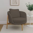 Ver imagem 2 de Poltrona Decorativa Austin Base Madeira Bouclé Marrom - Nexta Casa